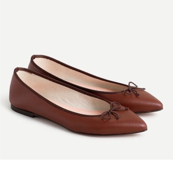 J Crew Gemma Leather Ballet Flats Mahogany Brown 8.5 Classic - Picture 1 of 17